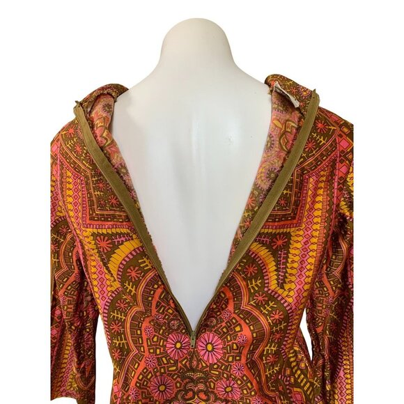 Vera Neumann Vintage 1960s Print Shirt Orange Pink Size XS/S - Picture 8 of 9